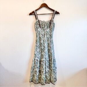 Studio Soleil Prairiecore Vintage Y2K Paisley Lace Trim Midi Dress Fairy Grunge